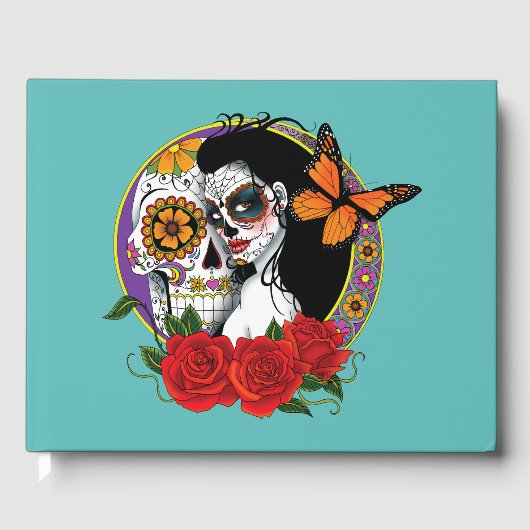 Sugar Skulls Art Nouveau Gästebuch (Vorderseite)
