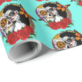 Sugar Skulls Art Nouveau Geschenkpapier (Rolleneckpunkt)