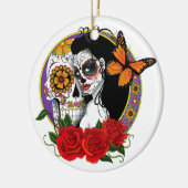 Sugar Skulls Art Nouveau Keramikornament (Links)