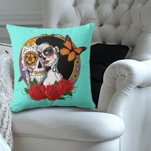 Sugar Skulls Art Nouveau Kissen
