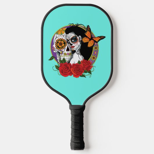 Sugar Skulls Art Nouveau Pickleball Schläger (Vorderseite)