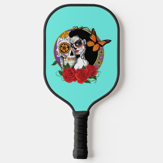Sugar Skulls Art Nouveau Pickleball Schläger (Rückseite)