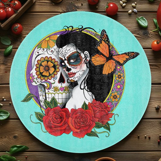 Sugar Skulls Art Nouveau Schneidebrett