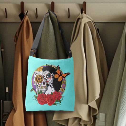 Sugar Skulls Art Nouveau Tragetaschen Mit Langen Trägern