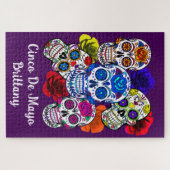 Sugar Skulls Bunte Rose Cinco Alle Soule Name Puzzle (Horizontal)