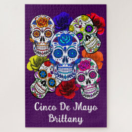 Sugar Skulls Bunte Rose Cinco Alle Soule Name Puzzle