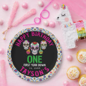 Sugar Skulls Day 1st Birthday Party Colorful Día Pappteller (Party)