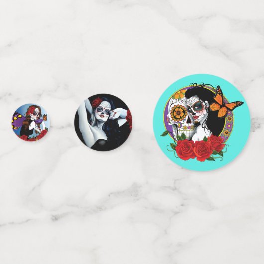 Sugar Skulls Day Dead Konfetti (Rückseiten)