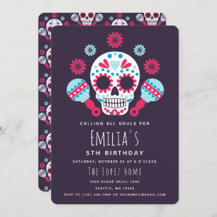 Sugar Skulls Day of the Dead Birthday Party Einladung
