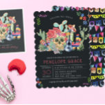 Sugar Skulls Day of the Dead Birthday Party Einladung<br><div class="desc">Die Día de los Muertos feiert alle mit einem Zuckerschädel (oder 20). Mit einer hellen und lustigen Farbpalette und hübsch tödlichen Details ist dieser Geburtstagsbash einer Ihrer Vorfahren! Ideal für Geburtstagsparty mit einem Tag des Toten oder Halloween-Geburtstagsfeiern. Die ghoulische Romantik des Urlaubs lässt sich in ein lockeres Fiesta-Dekor, Essen und...</div>