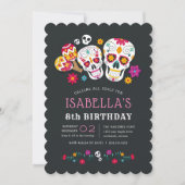 Sugar Skulls Day of the Dead Birthday Party Einladung (Vorderseite)