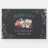 Sugar Skulls Day of the Dead Theme Birthday Party Gästebuch (Vorderseite)