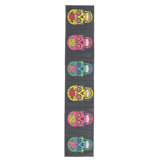 Sugar Skulls Día de los Muertos 16X90" Mittelgroßer Tischläufer (Vorderseite)