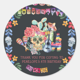 Sugar Skulls Día de los Muertos Birthday Runder Aufkleber