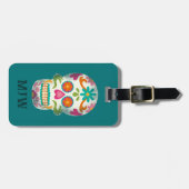 Sugar Skulls Dia De Los Muertos Mit Monogramm Gepäckanhänger (Vorderseite horizontal)