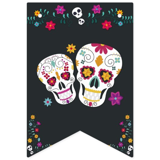 Sugar Skulls Dia de los Muertos Theme Wimpelkette (Erste Fahne)