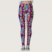 Sugar Skulls Farbenfrohe Rose Cinco Alle Soule Leggings (Vorderseite)