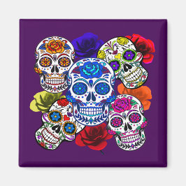 Sugar Skulls Farbenfrohe Rose Cinco Alle Soule Ref Magnet