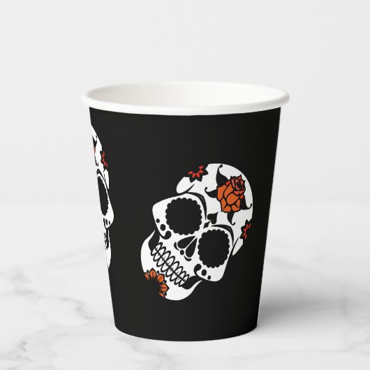 Sugar Skulls Halloween-Party Pappbecher (Rückseite)