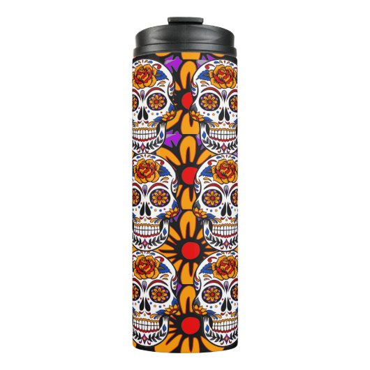 Sugar Skulls Holidays Muster Thermosbecher (Vorderseite)
