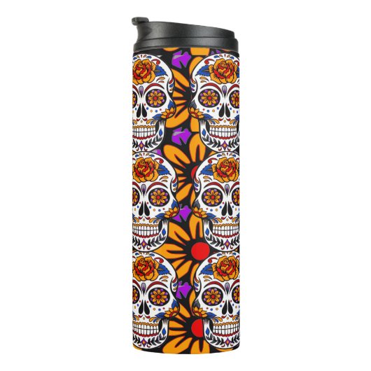 Sugar Skulls Holidays Muster Thermosbecher (Nach rechts gedreht)
