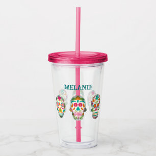 Sugar Skulls Illustration Personalisiert Acryltrinkbecher