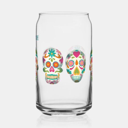 Sugar Skulls Illustration Personalisiert Dosenglas (Links)