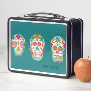 Sugar Skulls Illustration Personalisiert Metall Brotdose