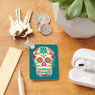 Sugar Skulls Illustration Personalisiert Schlüsselanhänger
