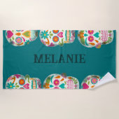 Sugar Skulls Illustration Personalisiert Strandtuch (Vorderseite)