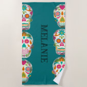 Sugar Skulls Illustration Personalisiert Strandtuch (Vorderseite)