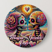 Sugar Skulls in Love Chalk Pastel Personalized Button (Vorderseite)
