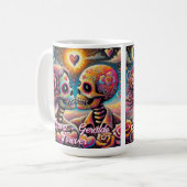 Sugar Skulls in Love Chalk Pastel Personalized Kaffeetasse (Vorderseite Links)