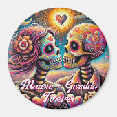Sugar Skulls in Love Chalk Pastel Personalized Magnet (Vorne)