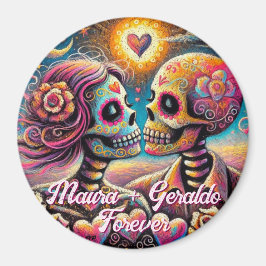 Sugar Skulls in Love Chalk Pastel Personalized Magnet
