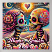 Sugar Skulls in Love Chalk Pastel Personalized Poster (Vorne)