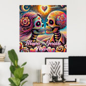Sugar Skulls in Love Chalk Pastel Personalized Poster (Heimbüro)