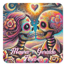 Sugar Skulls in Love Chalk Pastel Personalized