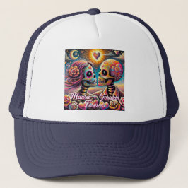 Sugar Skulls in Love Chalk Pastel Personalized Truckerkappe
