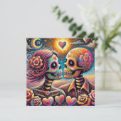 Sugar Skulls Liebe Impressionistische Valentinerka (Stehend Vorderseite)