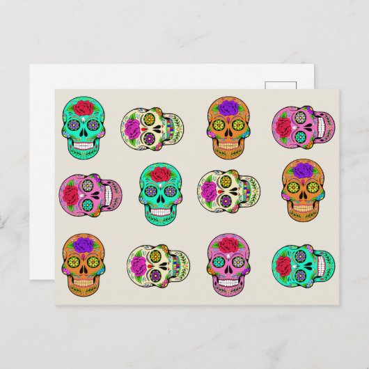 Sugar Skulls Postcard Postkarte (Vorne/Hinten)