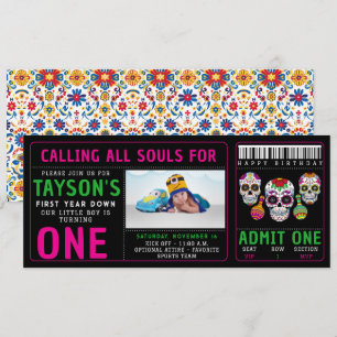 Sugar Skulls Tag 1 Geburtstag Party Colorful Día Einladung