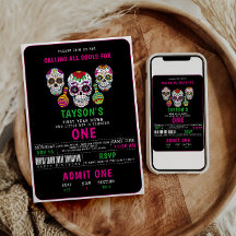 Sugar Skulls Tag 1 Geburtstag Party Colorful Día