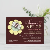 Sugar & Spice Baby Girl Babydusche Einladung (Stehend Vorderseite)
