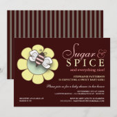 Sugar & Spice Baby Girl Babydusche Einladung (Vorne/Hinten)