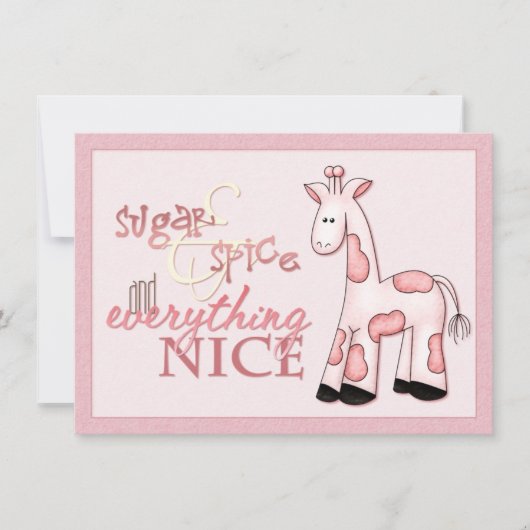 Sugar & Spice Baby Girl Pink Dusche Einladung (Vorderseite)