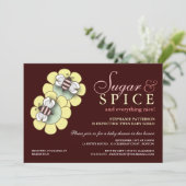 Sugar & Spice Twin Girl Babydusche Einladung (Stehend Vorderseite)