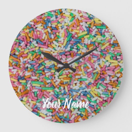 Sugar sprinkles colorful background gift große wanduhr (Vorderseite)