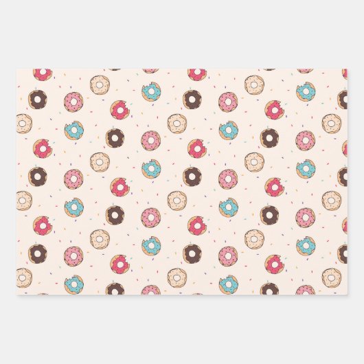 Sugar Sweet Donut Muster Geschenkpapier Set (Vorderseite)
