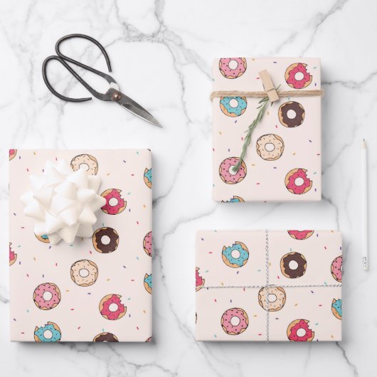 Sugar Sweet Donut Muster Geschenkpapier Set (Vorderseite)